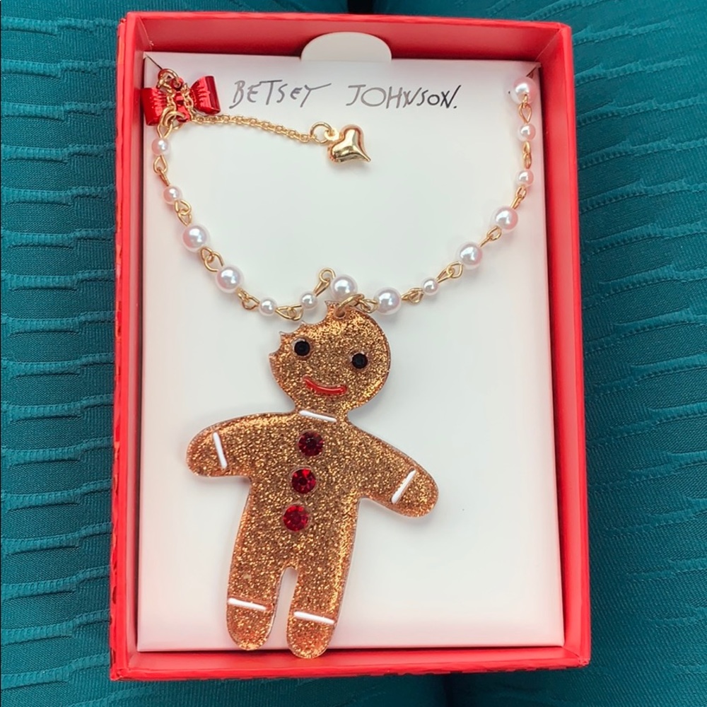 BETSY JOHNSON NOVELTY GINGERBREAD MAN NECKLACE
